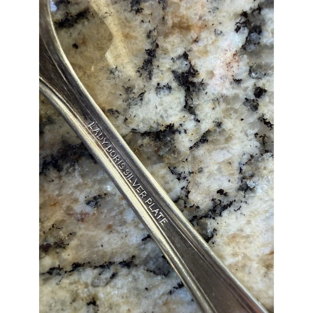 1929 Lady Doris Princess Silver Plate Gravy Ladle Meat Fork Antique WM Rogers